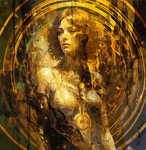Layers abstract elements with visual portraiture by Toni Vigorito titled Nuova Moda